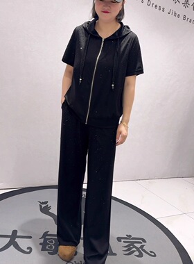 芮娜依莲5009夏季新款欧货套装加大码女装胖妹妹宽松显瘦两件套装