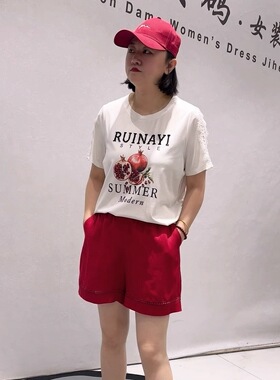 芮娜依莲1955夏季新款欧货短袖T恤加大码女装胖妹妹宽松显瘦半袖