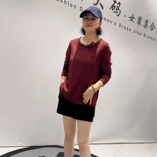 新款 胖妹妹气质衫 欧货打底衫 女装 百搭上衣 加大码 5388芮娜依莲春季