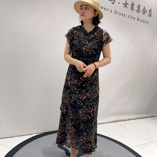 女权31190夏季新款欧货连衣裙大码女装胖妹妹显瘦旗袍裙长裙