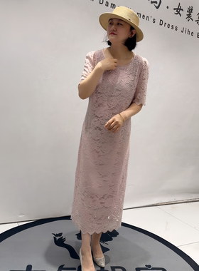 芮娜依莲5202夏新款蕾丝连衣裙加大码女装胖妹妹宽松显瘦气质长裙
