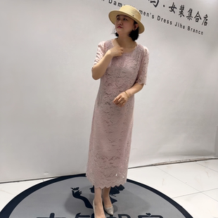 芮娜依莲5202夏新款蕾丝连衣裙加大码女装胖妹妹宽松显瘦气质长裙