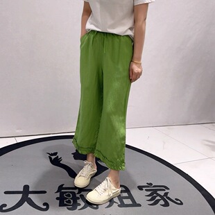 新款 胖妹妹百搭显瘦休闲裤 欧货棉麻女裤 女装 大码 女权贵族2708夏季