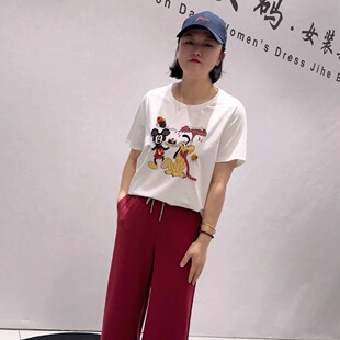 新款 胖妹妹宽松显瘦气质衫 欧货短袖 女装 T加大码 芮娜依莲5942夏季