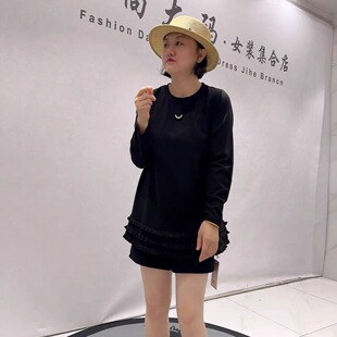 芮娜依莲5113初冬新款欧货一手长衫加大码女装胖妹妹显瘦上衣打底