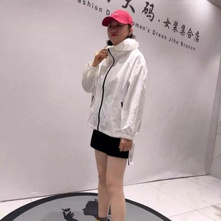6211针丝缘子汇春季新款欧货薄款连帽外套加大女装胖妹妹减龄显瘦