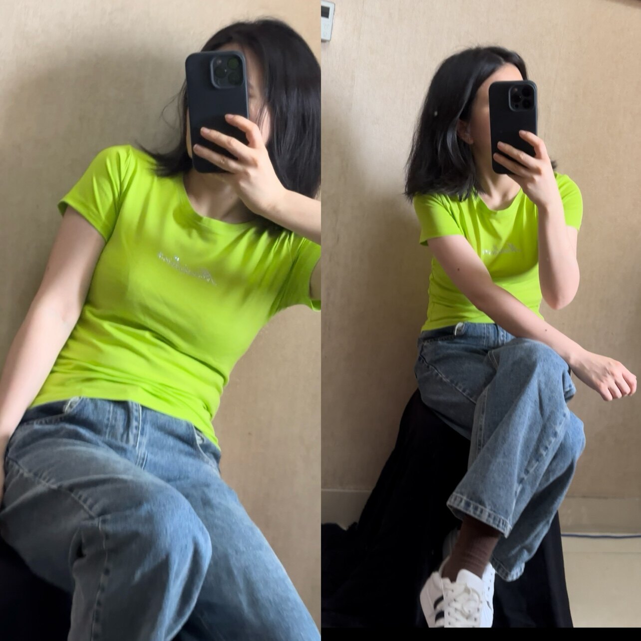 夏季修身小版荧光绿色短袖上衣小版紧身半袖小衫纯棉T恤女