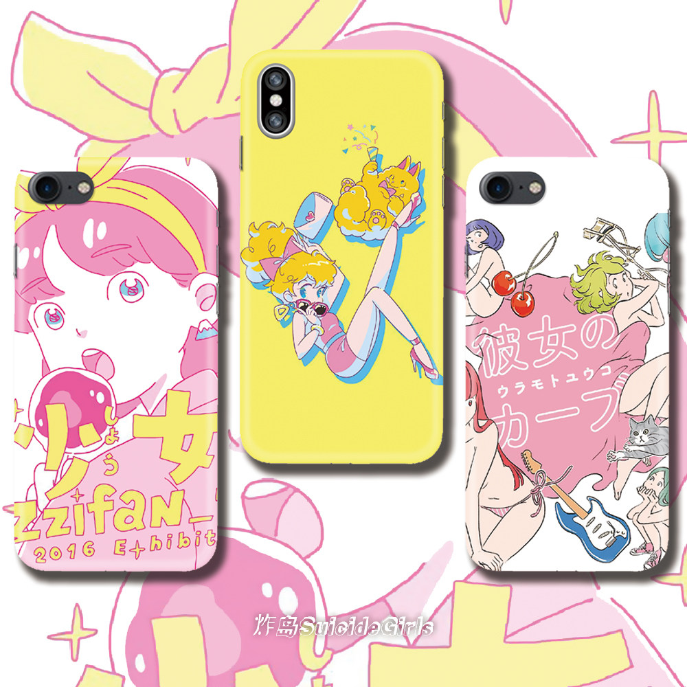 AlienTits美少女日本插画二次元甜美清新粉适用苹果iPhone安卓定制手机壳