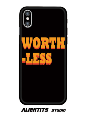 AlenTits原创Worthless没个卵用复古英文丧文字适用于苹果iPhone安卓手机壳