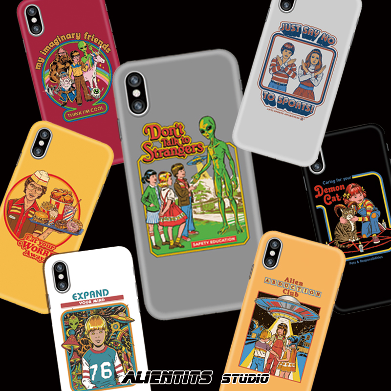 防摔欧美复古恶搞插画苹果暗黑