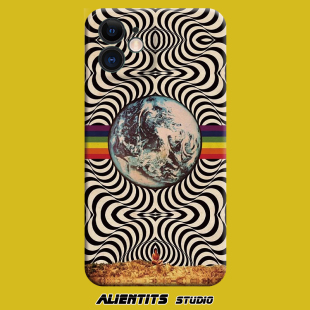 AlienTits幻觉地球波谱迷幻艺术野复古创意防摔适用苹果安卓定制小众手机