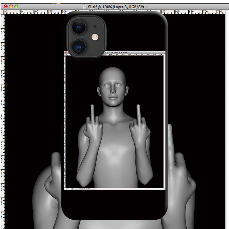 AlienTits 保持微笑竖中指暗黑恶搞艺术设计适用于苹果安卓手机壳