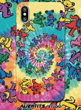 AlienTits复古grateful dead迷幻小熊扎染色适用于苹果安卓手机壳