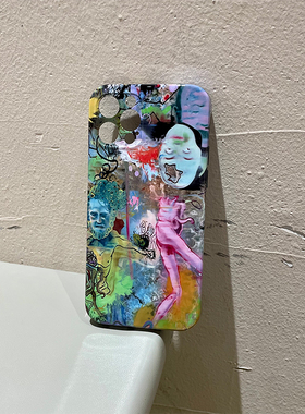 AlienTits抽象油画神经质怪趣味艺术小众适用于苹果安卓防摔手机壳