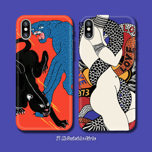 日本复古插画虎与蛇cult适用于苹果安卓定制手机壳 AlenTits原创