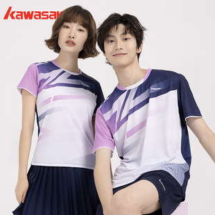2958男女情侣圆领短袖 速干运动T恤上衣 B1958 川崎羽毛球服K1C02