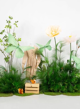 仿生植物花艺网红拍照区布置餐厅假绿植直播间服装摄影植被道具