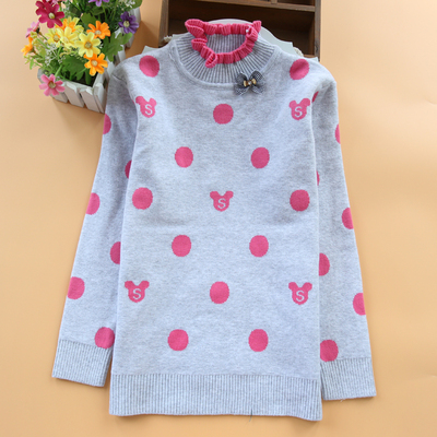 女童双层加厚全棉弹力打底毛线衣