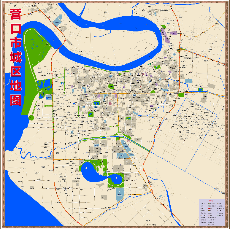 2021年辽宁营口市城区政府单位交通旅游街道楼盘学校地图1.5x1.5m