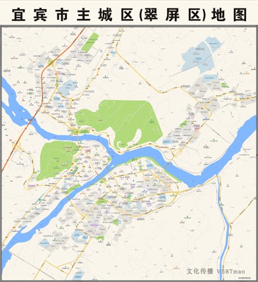 2019年四川宜宾市主城翠屏区地图交通旅游街道小区房产楼盘学校