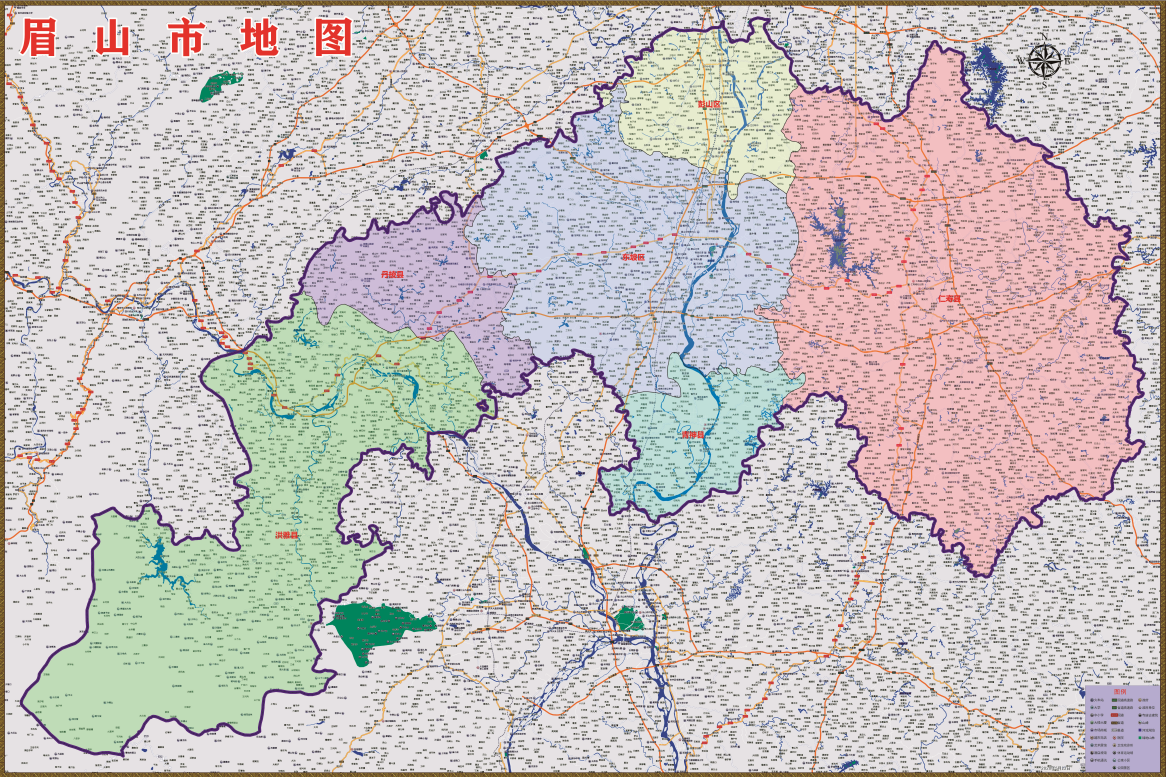 2020四川眉山百度版地图青神洪雅丹棱东坡行政交通旅游乡镇