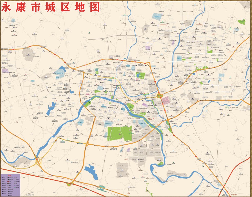 2020永康市主城区地图交通旅游街道小区房产楼盘学校