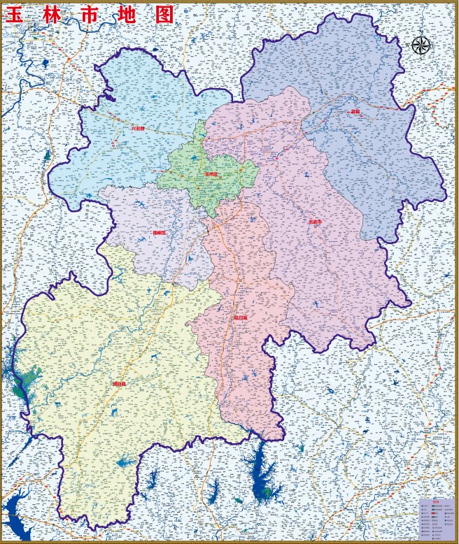 2020年广西省玉林市地图玉州区福绵区兴业县博白县陆川县