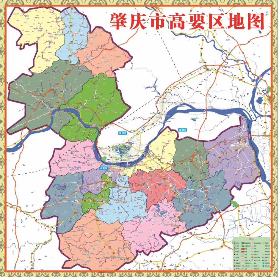 2018年3月广东省肇庆市高要区交通旅游行政乡镇村落分布地图