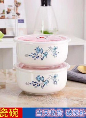 多用碗陶瓷保鲜碗带盖泡面碗汤碗微波炉加热可用饭盒便当盒保温袋