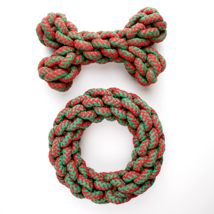 宠物用品狗狗绳结玩具耐咬磨牙大型犬金毛拉布拉多大棉绳骨头圆环