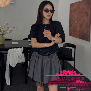 时尚 韩国官网正品 新款 2026年春季 蕾丝花边系带束腰拼色连衣裙 代购