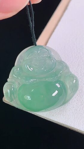 A货冰种佛公吊坠女款玉石挂件项链玉坠子