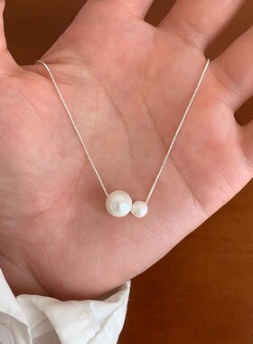 S925纯银珍珠项链女简约精致小众高级感锁骨链轻奢气质百搭颈链