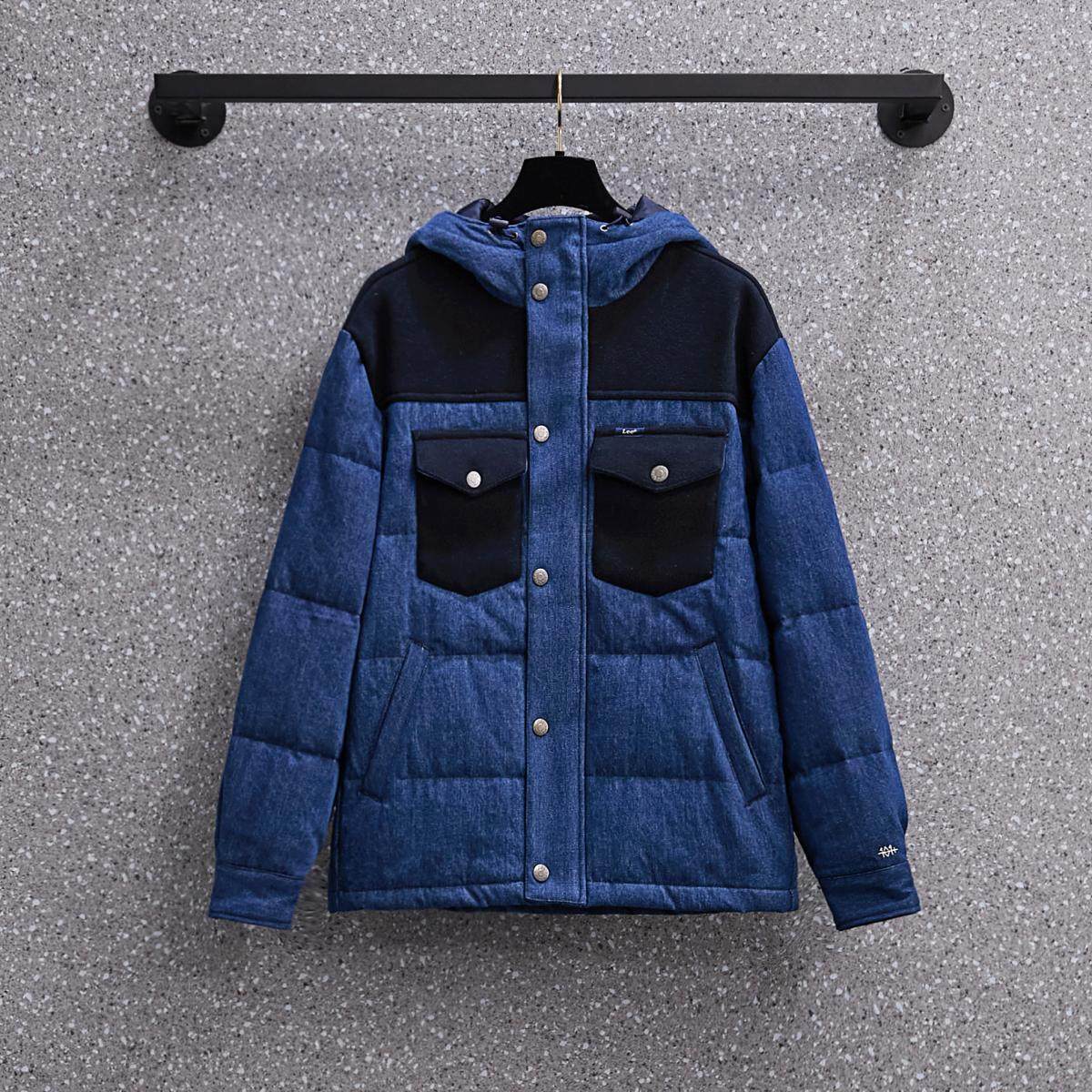 Lee男士22年冬季加厚牛仔羽绒服连帽外套LMT003619100318-A01769