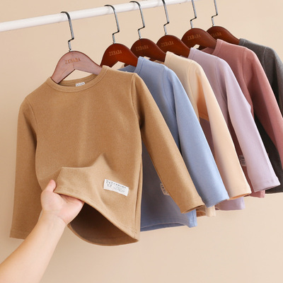 儿童德绒秋衣秋衣冬男t恤中大童