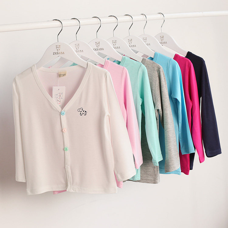 어린이 모달 자외선 차단 카디건 23 봄 여름 소년과 소녀를 위한 긴팔 V 넥 모기 방지 재킷  용 야외 피부 의류