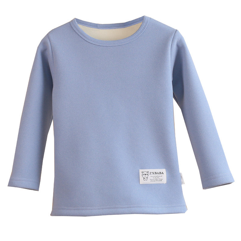 CHILDRENS THICKENED PLUSH WARM AUTUMN COAT FOR WINTER BABY ROUND NECK BASE SHIRT T-SHIRT FOR STUDENTS BOYS AND GIRLS