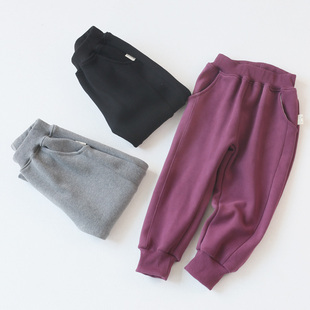 儿童一体绒秋冬款卫裤  男童女童过年新装裤子   中厚初春休闲裤