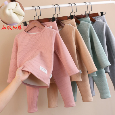 儿童加绒加厚德绒保暖内衣套装
