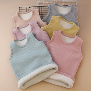 儿童加绒加厚保暖背心内穿秋冬男女童德绒打底马甲宝宝婴儿坎肩