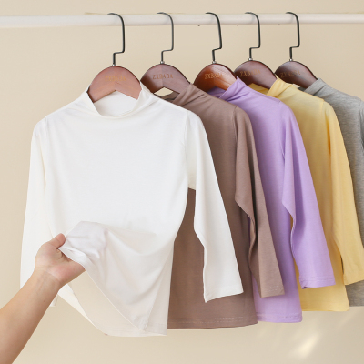 儿童莫代尔一体领半高领打底衫