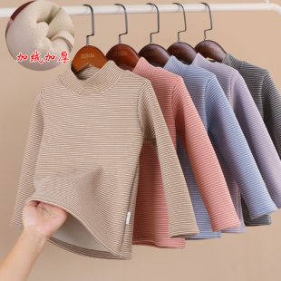 儿童加厚保暖德绒半高领t恤过冬男女童百搭秋衣棉服打底衫大童