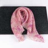 系脖粉色高级感真丝纱巾桑蚕丝围巾 小方巾丝巾女2025新款 微瑕