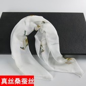 丝绸桑蚕丝100%真丝围巾 白色小方巾丝巾女春秋冬季 清仓微瑕疵