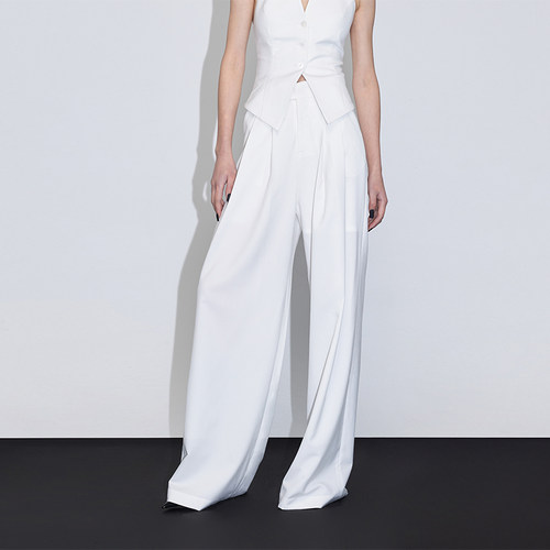 ourhour黑白高腰极简西装裤