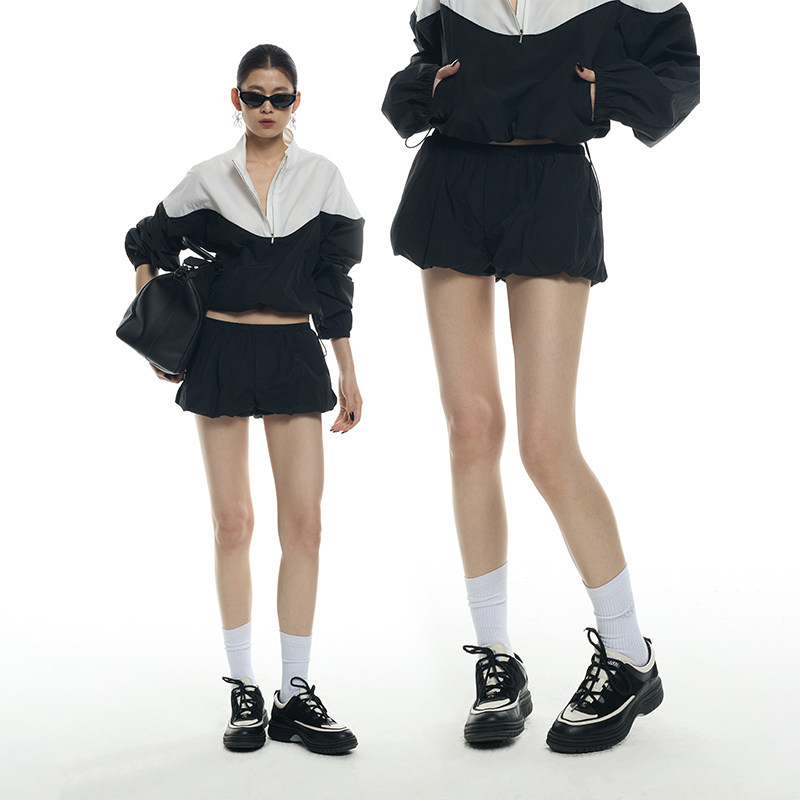 ourhour 原纱抗UA100+防晒套头卫衣 花苞裤裙 黑白轻量化套装春夏