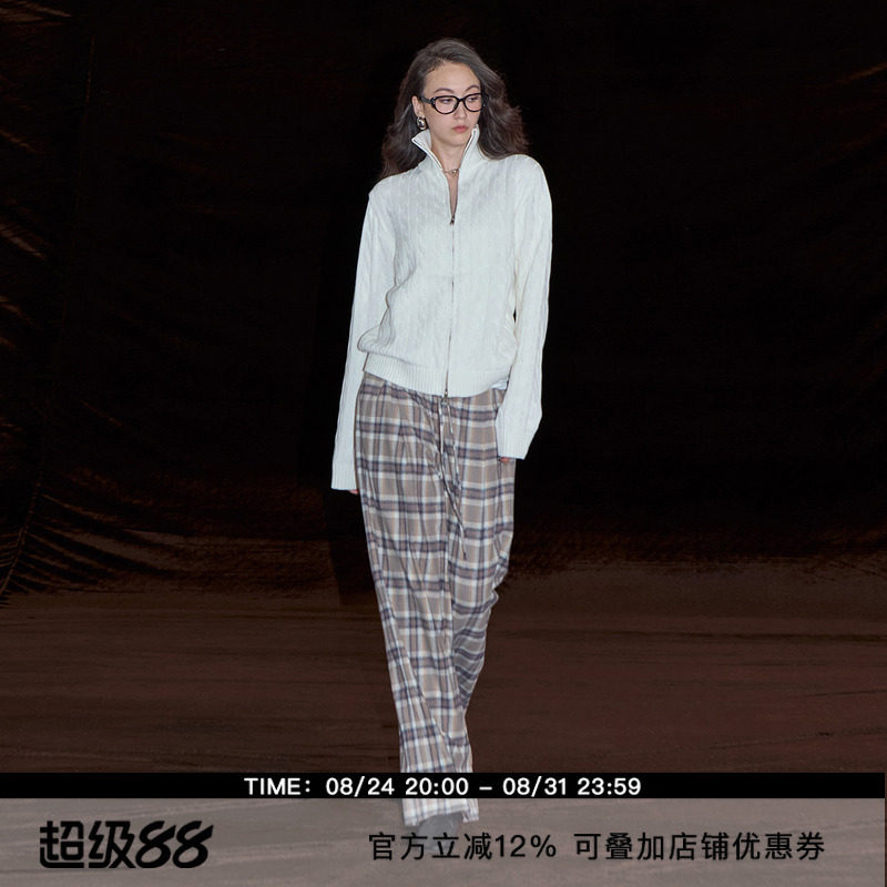 ourhour麻花针织半拉链针织衫图片