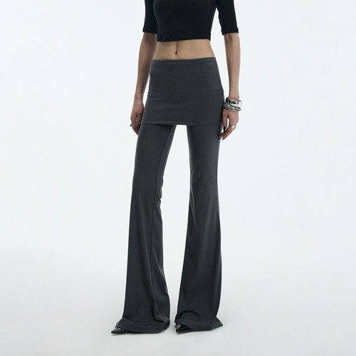 ourhour灰瑜伽喇叭裤假两件裤裙