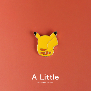 Little背影皮卡丘胸针卡通金属徽章小众别针学生勋章书包装 饰品