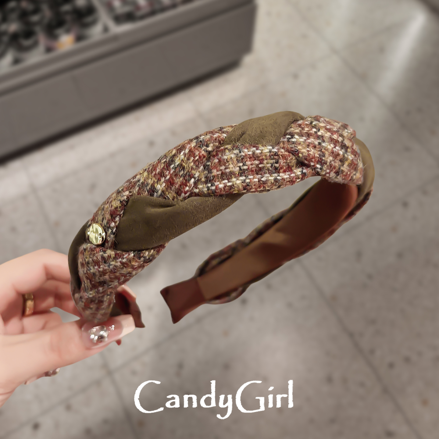 韩国高级感针织麻花发箍女